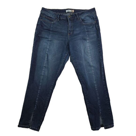 Royalty for Me Women's Mid Rise Jeans Ankle Size 14 Front Seam and Slit Detail - Picture 1 of 9